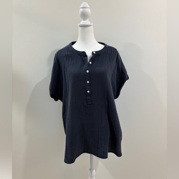 Quince 100% Organic Cotton Gauze Roll Sleeve Shirt L - Picture 3 of 12